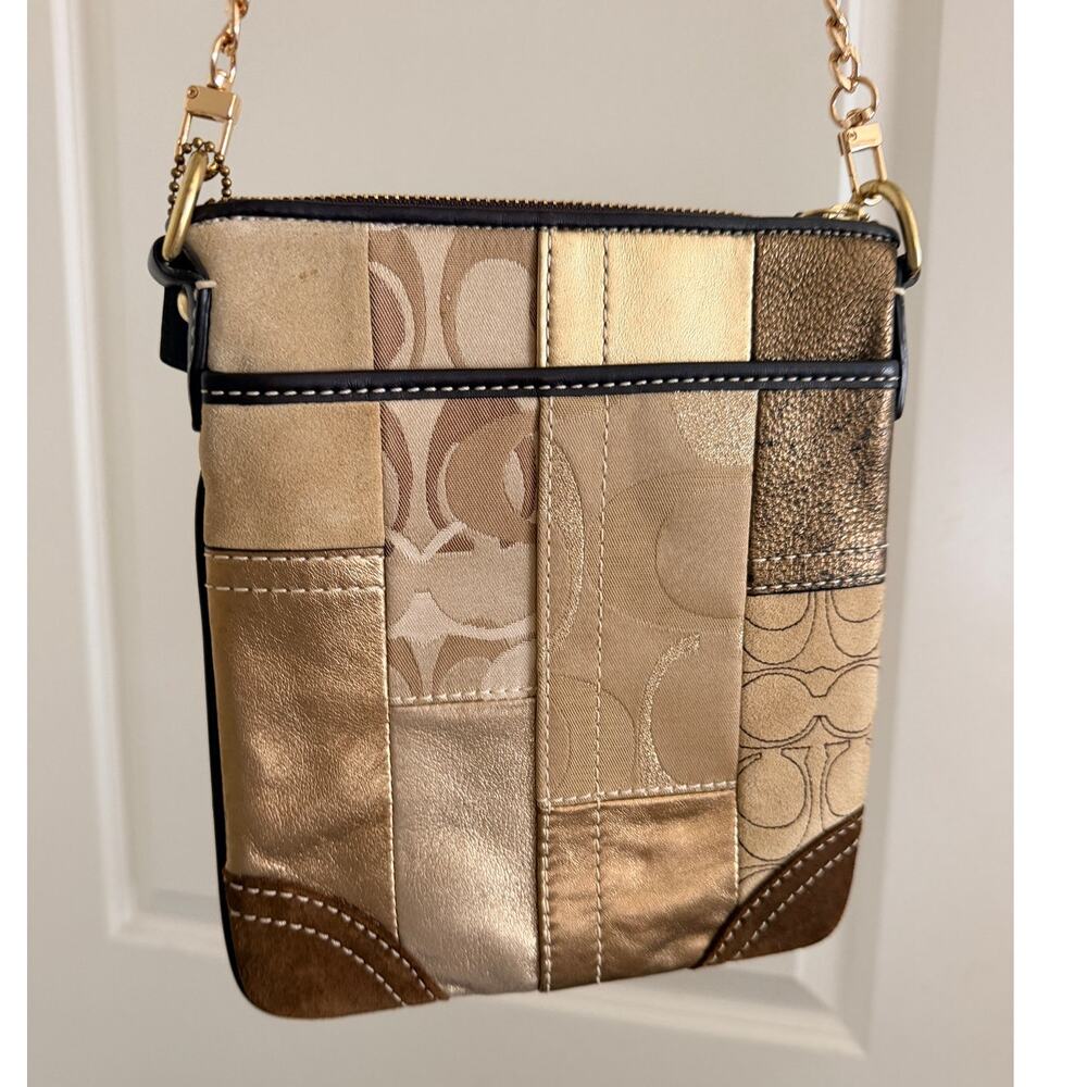 Coach Gold Bronze Patchwork crossbody bag